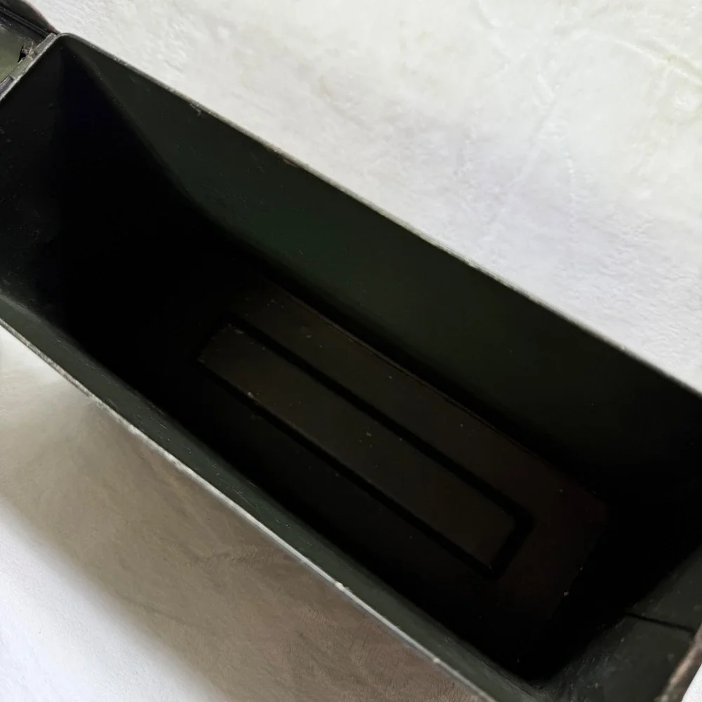 Vintage US Military Steel Ammo Can Olive Drab Metal Storage Box Latch Lid Handle